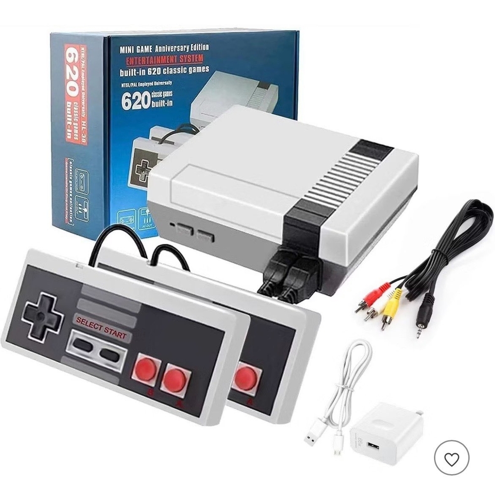Classic Retro Gaming Console with Controllers - Gray